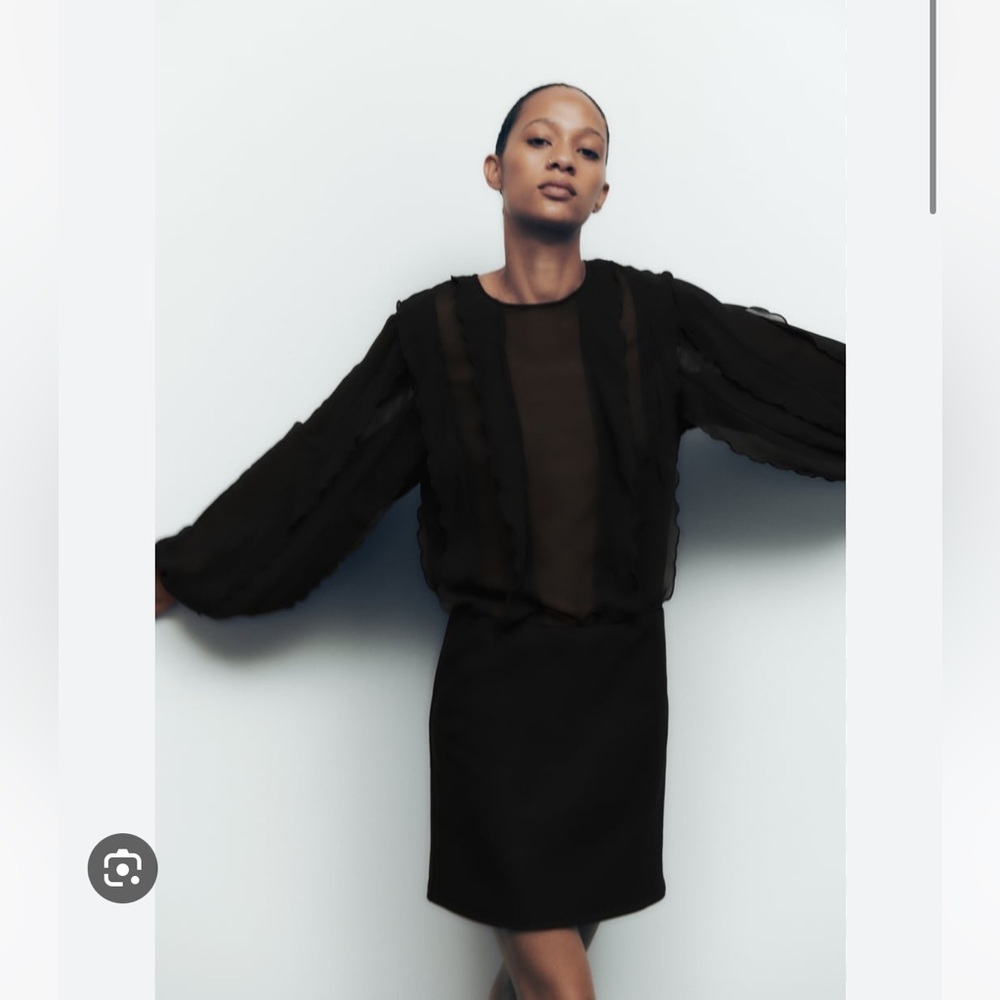 Zara Black Short Ruffle Dress Small